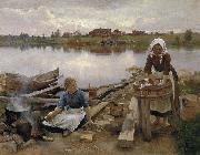 Eero Jarnefelt JaRNEFELT Eero Laundry at the river bank 1889 Spain oil painting artist